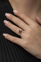Heliophilia Silver Anillo de Plata de Ley 925 con Baño de Oro Rosa y Circón